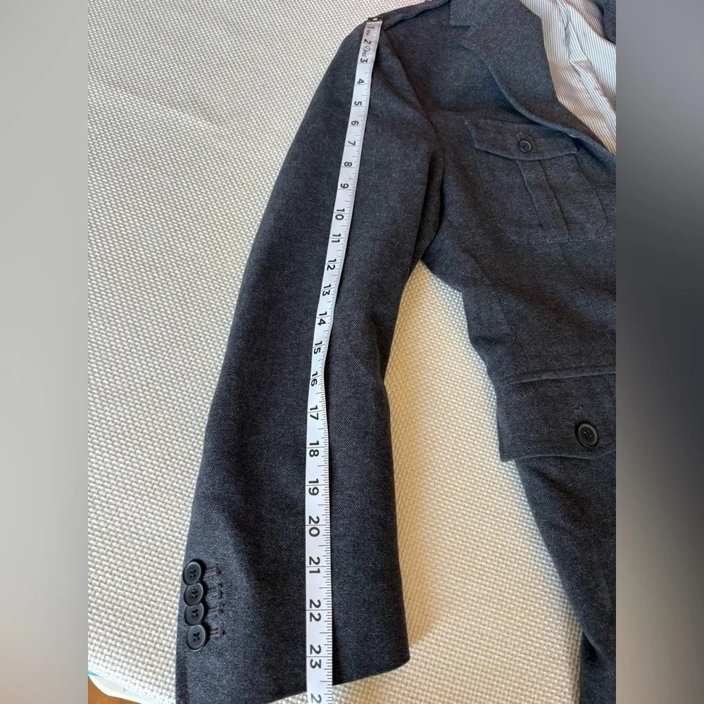 Banana Republic Men's Tailored Fit 38S Dark Grey 100% Cotton Military Jacket